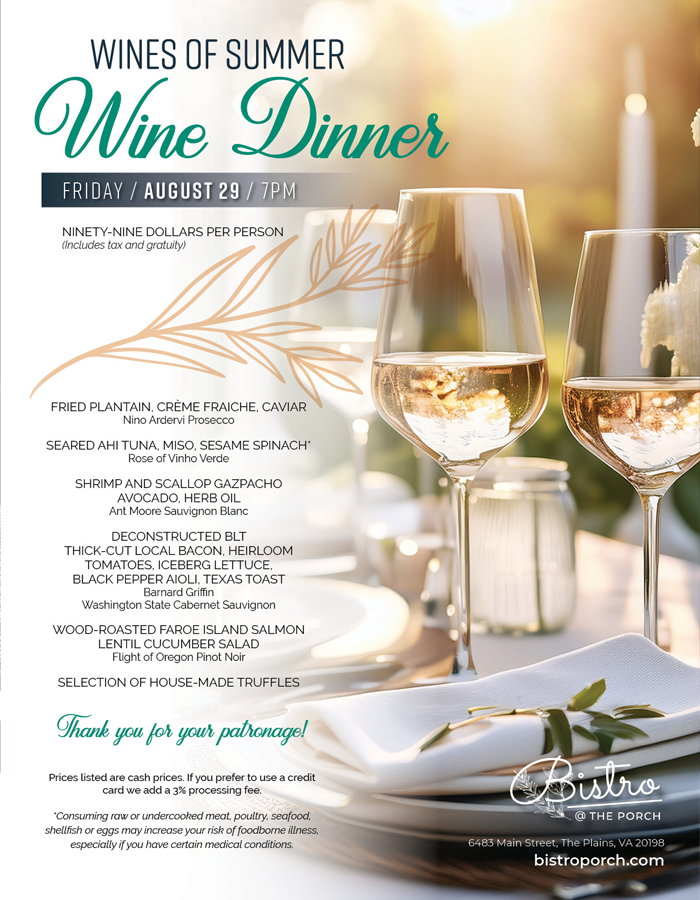 Summer wine dinner flyer