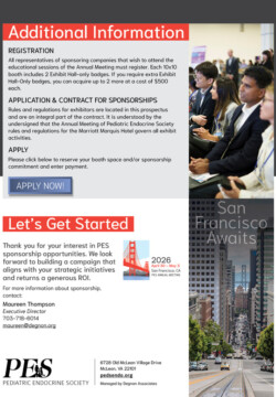 Pediatric Endocrine Society 2026 Exhibitors Prospectus Pediatric Endocrine Society 2026 Exhibitors Prospectus—back cover