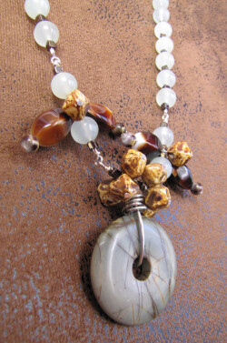 agate andvintage natural jade necklace