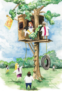 Girls Club in medicine, watercolor